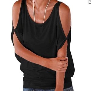 Cold Shoulder O-Neck Short Sleeve Loose Fit Summer